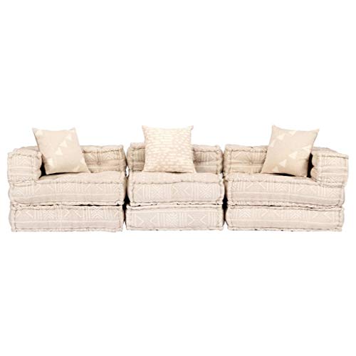 vidaXL Pouf 3-Sitzer Modular Sitzpouf Sitzkissen Sofa Bodenkissen Loungesofa Polstersofa Schlafsofa Sofabett Gästebett… – Bild 5