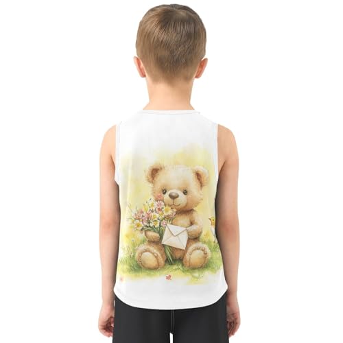 Flowers Bird Letter Yellow Boys Tank Tops Sleeveless Tank Top Shirts Undershirts for Summer,3T3