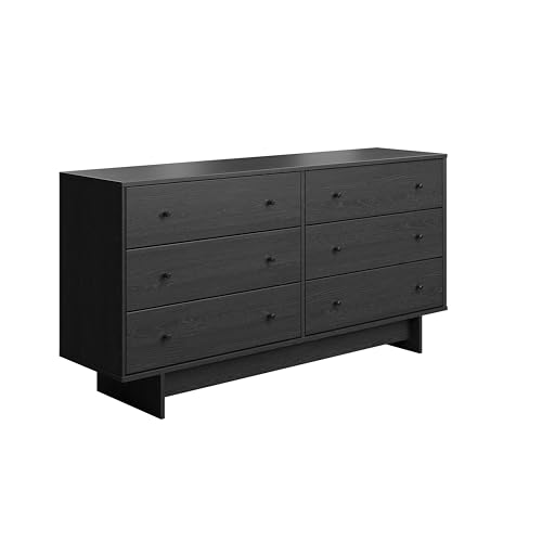 Prepac Finnley 6-Drawer Dresser in Black Oak, Dresser for Bedroom,
