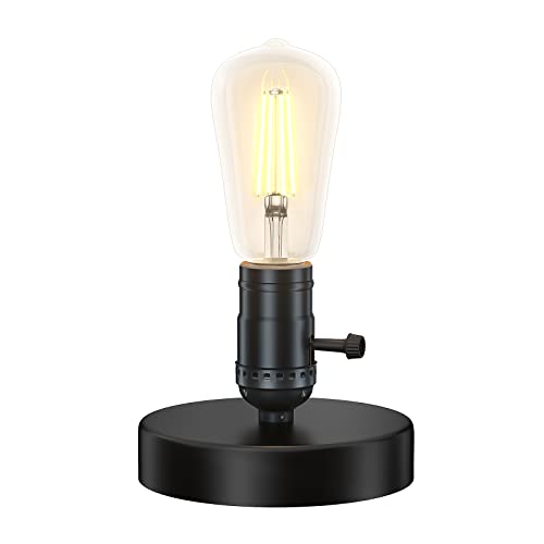 Licperron Vintage Lamps Table Lamp Base E26 E27 Industrial Small Desk Lamp With Plug In Cord On/Off Switch Bedside Lamp Holder For Home Lighting Decor, Small Lamp #TOP6