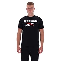 Reebok Men's Big Logo Short Sleeve Tee, Black, Medium