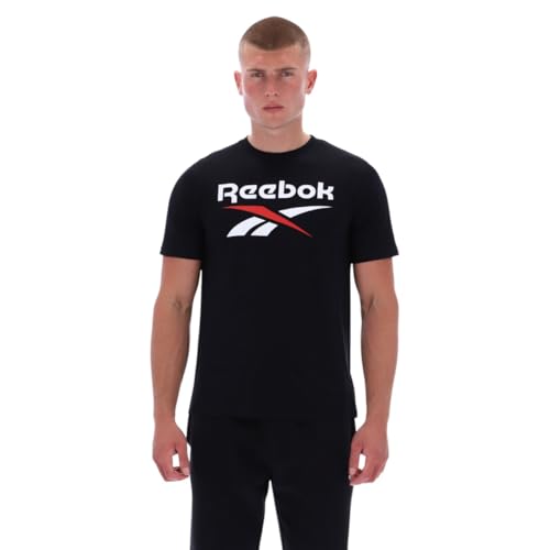 Reebok Bruno Big Logo Crew Neck SS tee Camiseta para Hombre, Negro, M