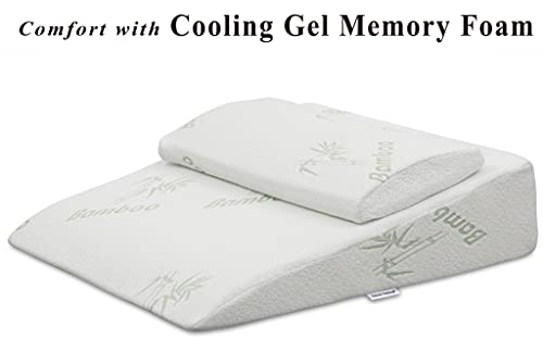 Intevision Extra Large Foam Bed Wedge Pillow (33" X 30.5" X 7.5") & Headrest Pillow In One Package - 2" Memory Foam Top - Helps Relief For Acid Reflux, Post Surgery, Snoring, And Back Pain #TOP6