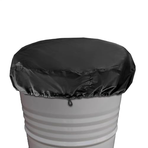 Rain Barrel Lid Cover, 55 Gallon Drum Lid Cover, Waterproof Bucket Lid, Rubbish Bin Cover Fabric with Drawstring, Stretchy, Adjustable Barrel Cover, Storage Container Cover