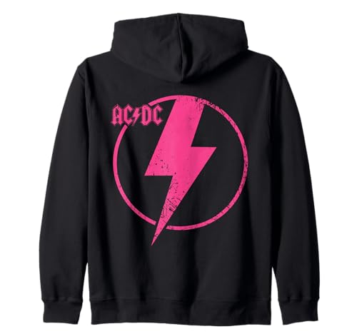 Official AC/DC Pink Distressed Logo ACDC Zip Hoodie