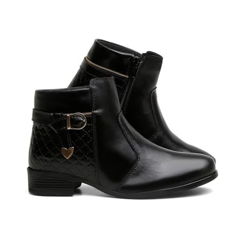 Bota Coturno Feminino Cano Curto Coração (Preto, BR, Adulto, Numérico, 37)
