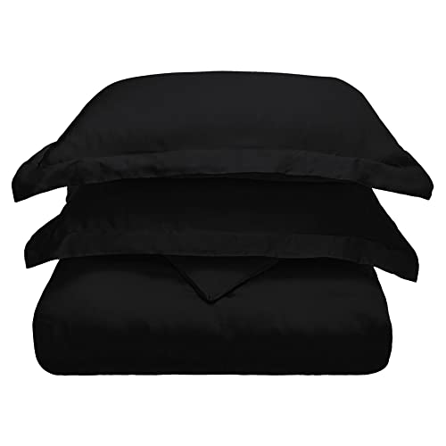 Superior 300 Thread Count King/California King Duvet Cover Set, 100% Modal From Beech, Solid, Black #TOP18