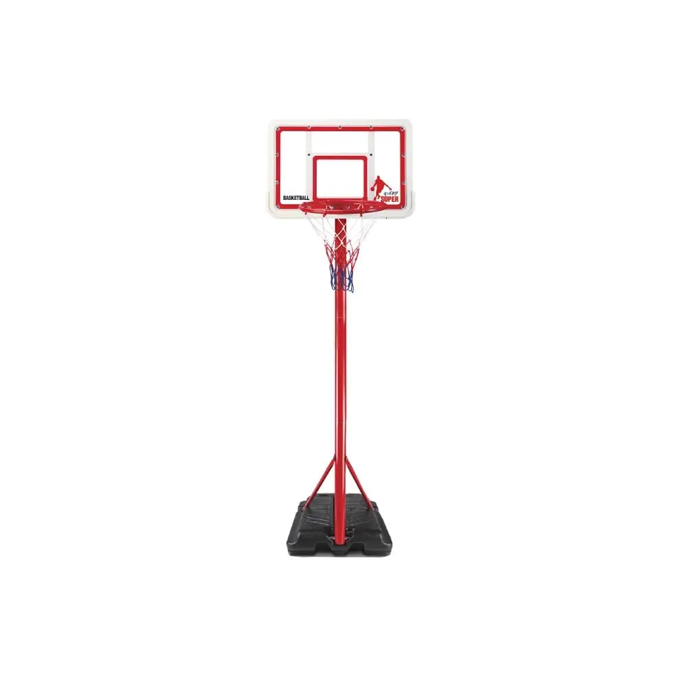 DEVESSPORT Canasta Baloncesto Infantil Exterior e Interior Regulable en Altura (1,49m a 1,95m) - Portátil con Base Rellenable con Ruedas, Balón de Goma e Inflador Incluido - Set de Deporte Niños