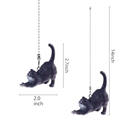 Image of Cat Ceiling Fan Pull Chain,Cute Realistic Stretching Cat Fan String Pulls Charm Extension Decorative,12in 3mm Diameter Beaded Fan Light Pull Chains Extender Ornaments for Kids Room