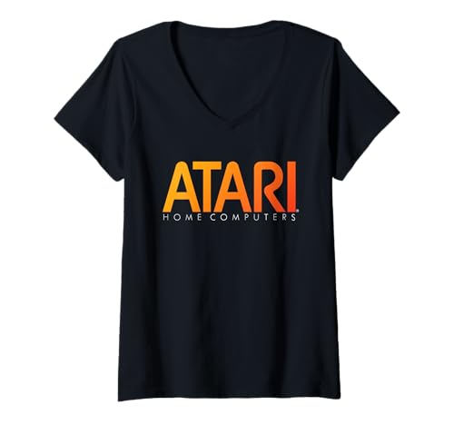 Image of Womens Atari Home Computers Orange Logo V-Neck T-Shirt
