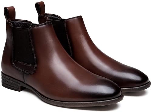 Image of Jousen Mens Chelsea Boots Leather Slip On Dress Boots | Top-Grain Leather Upper,Slip-On Chelsea,Non-Slip Rubber Sole,Removable Memory Foam Insole,Lightweight Business Style