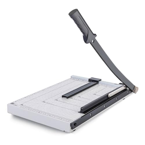 Guillotina A4 Manual de Acero – Cortador de Papel con Mango de Palanca y Regla de Cuadrícula, Hasta 15 Hojas, para Oficina, Escuela e Imprenta
