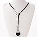 sroyte Heart Slip Chain Necklace for Women Stainless Steel O-Ring Adjustable Lariat Y-Necklace Punk Long Cuban Lock Necklace with Key (25