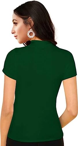 Image of Dream Beauty Fashion Women's Half Sleeve Round High Neck Top Elegant Casual Tee, Pack of 2-23 inch inches (Combo-Tripta Tiger)