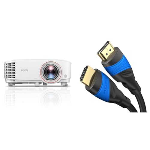 BenQ TH671ST DLP Proiettore 1080P FHD, 3000 ANSI Lumen, Corto Raggio, hdmi, Bianco & KabelDirekt – Cavo HDMI 4K con schermatura A.I.S., Progettato in Germania