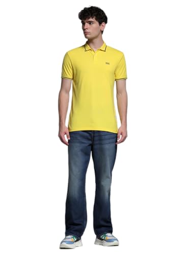 Image of Jack & Jones Men's Yellow Polo Collar Slim Fit T-Shirt