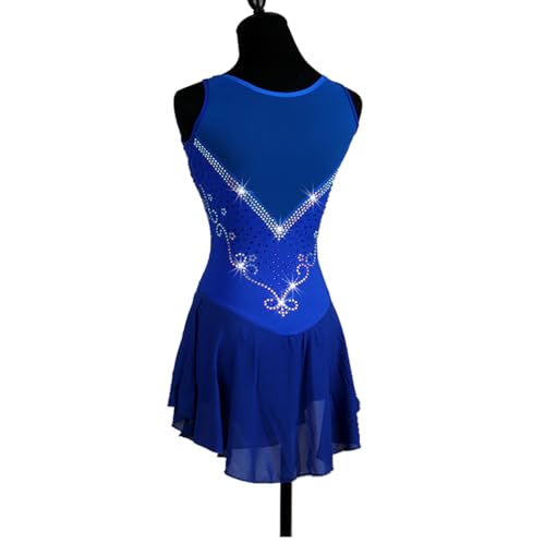 Vestido de patinação artística feminino, feminino, feminino, vestido de patinação no gelo, sem manga