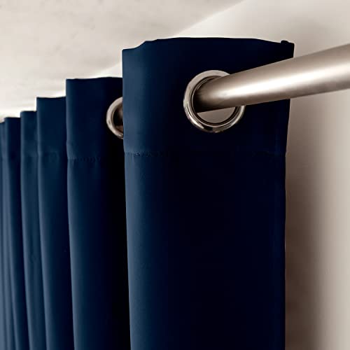 Enjoy Home Basic Blackout Curtain 8 Silver Eyelets Diameter 4 cm 100% Polyester Oeko-TEX Certified Fabric 140 x 180 cm Navy Blue - Image 3
