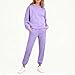 ZGHQHCDRH Workout Sets Lounge Comfiest Airport Outfits Womens Sweatsuits 2 Piece Set Fashion Clothing Winter Oversized Long Sleeve Hoodie Sweatpants Fall Tracksuits Women Clothes Workout (Purple,M)