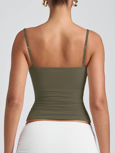 Image of PINKMSTYLE Women's Basic Double Lined Scoop Neck Tank Tops Adjustable Cami Tank Summer Sleeveless Tops