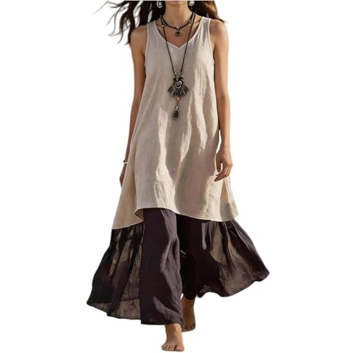 Linen Dresses for Women 2026 Summer Casual Soft V Neck
