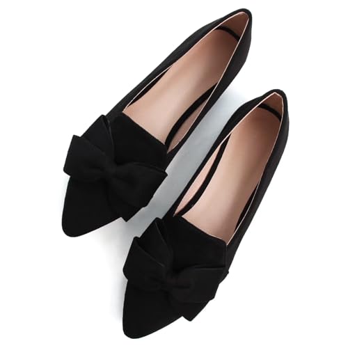 SAILING LU Bows Ballet Flats for Women Comfortable Women's Flat Shoes Pointed Toe Memory Foam Slip on Flats Shoes
