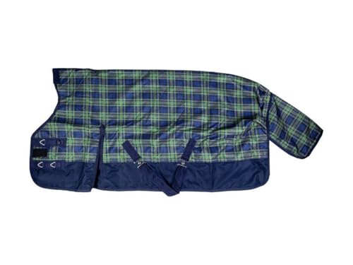 Couverture de cheval HKM Charlotte Karo à carreaux vert et marin 125
