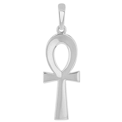 Jewelry America Solid 14K White Gold Plain and Simple Egyptian Ankh Cross Pendant