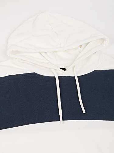 Image of Dennis Lingo Men's Cotton Blend Full Sleeves Color Block Hooded Sweatshirt - Regular-Fit and Lightweight, Casual Winterwear for Men