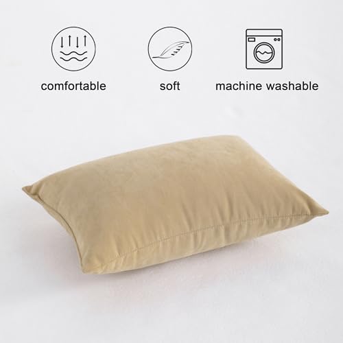 FLXXIE Tiny Pillows, Down Alternative Microfiber 11x7 Inches Mini Pillow for Travel, Pets, Soft Machine Washable Small Pillows for Neck, Lumbar, Light Taupe by FLXXIE - Image 2