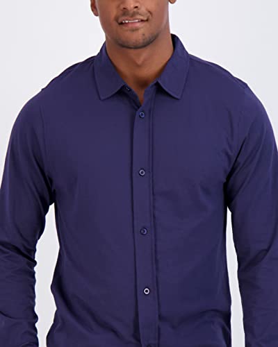 Real Essentials 3-Pack: Men's Classic Style Casual Long Sleeve Button Down Collared Shirt (Available in Big & Tall)4