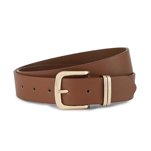 Earnda Women Leather Belt for Jeans Pants, Lady Casual Waist Belts, Brown M — view 4