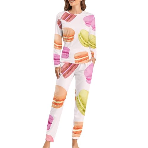 Pyjama femme t-shirt manches longues et pantalon doux pour sommeil agité