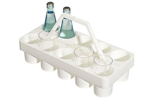 Gläserträger weiß aus Kunststoff, 10 Gläser konisch 0,2-0,4ltr., Flaschen 0,33ltr.