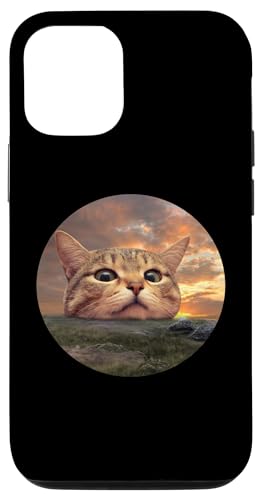 Custodia per iPhone 14 Meowtain Cat Meow Mountain Sunset Funny Big Cats Lovers