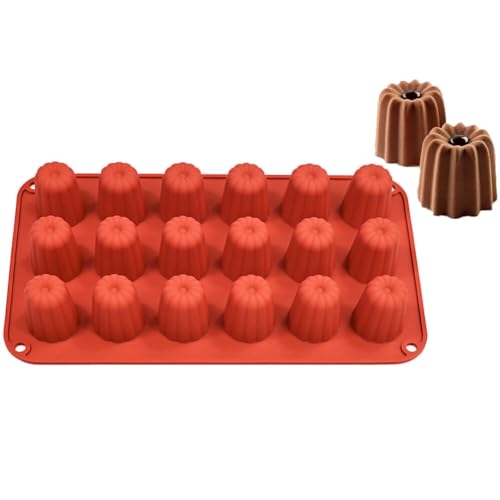 Surakey 18-cup Bakeware Madeleine Pan Baking Cake Mold Pan French Dessert Mould Silicone Madeleine Pan Baking Mold Non-Stick Cake Tray for Chocolate Cookie Dessert Candy Soap Ice Cube (Red)