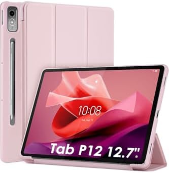 m.tk moveteck Lenovo Tab P12 12.7 inç ile Uyumlu Kılıf, Smart Uyku Modlu, Kalem Bölmeli, Standlı, Rose Gold - Görsel 2