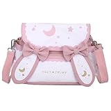 FAMENG ウサギの耳 ショルダーバッグ 星 ロリータ 斜め掛けバッグ メッセンジャーバッグ 肩掛けバッグ 多機能 帆布 大容量 かわいい おしゃれ 可愛い 通勤通学 プレゼント 誕生日 贈り物 (A)