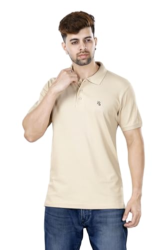 Image of KAUS & SHAN Men's Pure Cotton Regular Fit Solid Half Sleeve Casual & Semi Formal Office Wear Polo T-Shirt