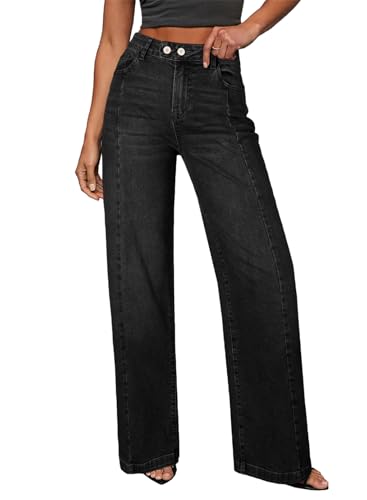 Image of Dokotoo Wide Leg Jeans for Women High Waisted Womens Baggy Jean Black