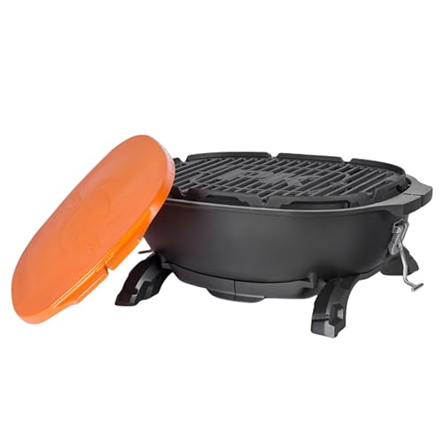 PK Grills PKGO Portable Hibachi Charcoal Grill, Portable Grill with Cast Aluminum Outdoor Smoker, BBQ Grill for Camping, Backyard Grilling, Park, Tailgating