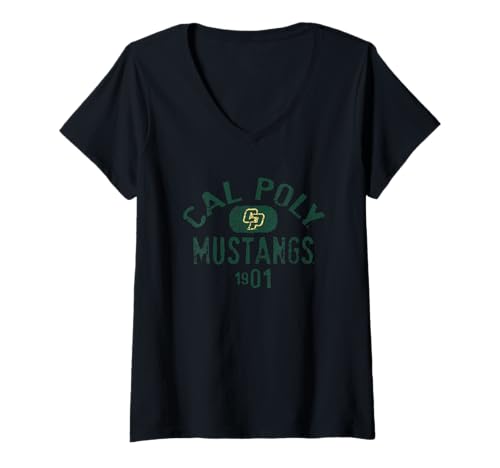 Womens Cal Poly Mustangs 1901 Vintage Officially Licensed V-Neck T-Shirt