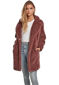 Urban Classics Damen Ladies Oversized Sherpa Coat Mantel, Rosa (Darkrose 01472), Medium (Herstellergröße: M)