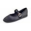 Black Satin Mary Jane With Round Buckle
