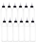 EOSAU 12Pcs 8oz Squeeze Bottles with Black Twist Top Cap, 60ml Clear Dispensing Bottles, Empty Refillable Bottle for Hair Oil Inks, Crafts, Liquids