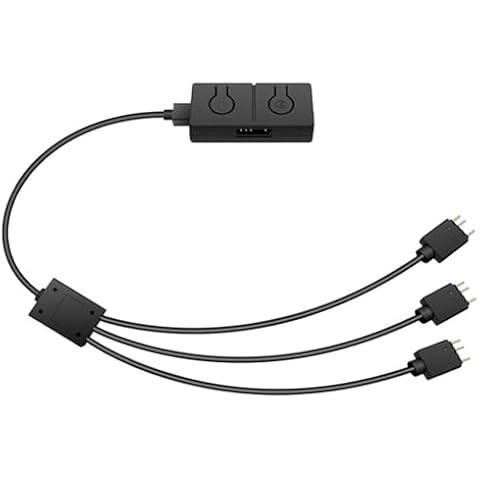 MARALANG 5V/3pin ADD-RGB to 12V/4PIN Adapter with 3-Way Splitter 5V ARGB to 12V RGB Converter Sync with Motherboard, Black, 500715064 Cover