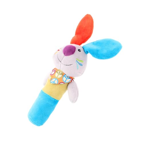 Hochet en peluche Veemoon bleu et orange pour l'éveil des bébés dès la naissance