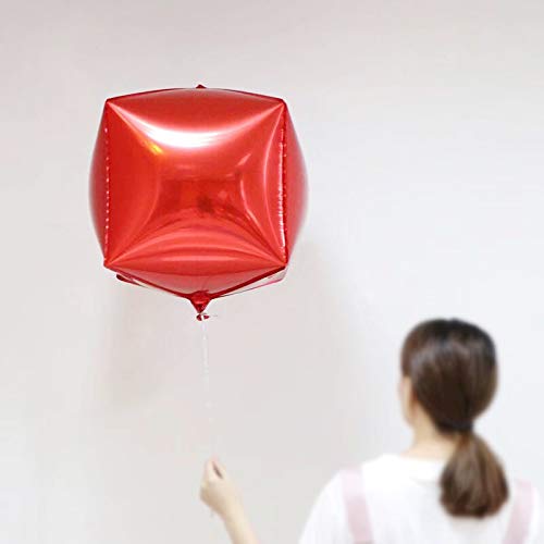 5 Pcs Cube Foil Balloons 24 Inches Square Shaped Aluminum Foil Balloon For Wedding Marriage Birthday Party Decor Supplies(Red) #TOP1
