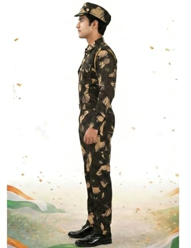 Image of BookMyCostume Cotton para Military with Whistle Special Forces Professional Commandos Camouflage Print Fancy Dress Costume Adults S-M