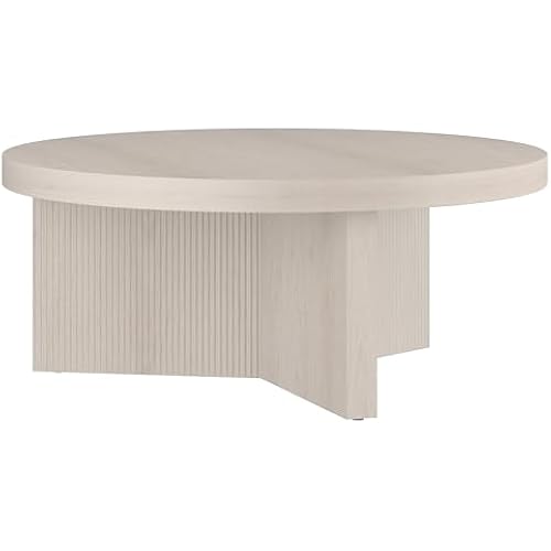 Henn&Hart 36" Scandinavian Fluted Coffee Table, Beech White